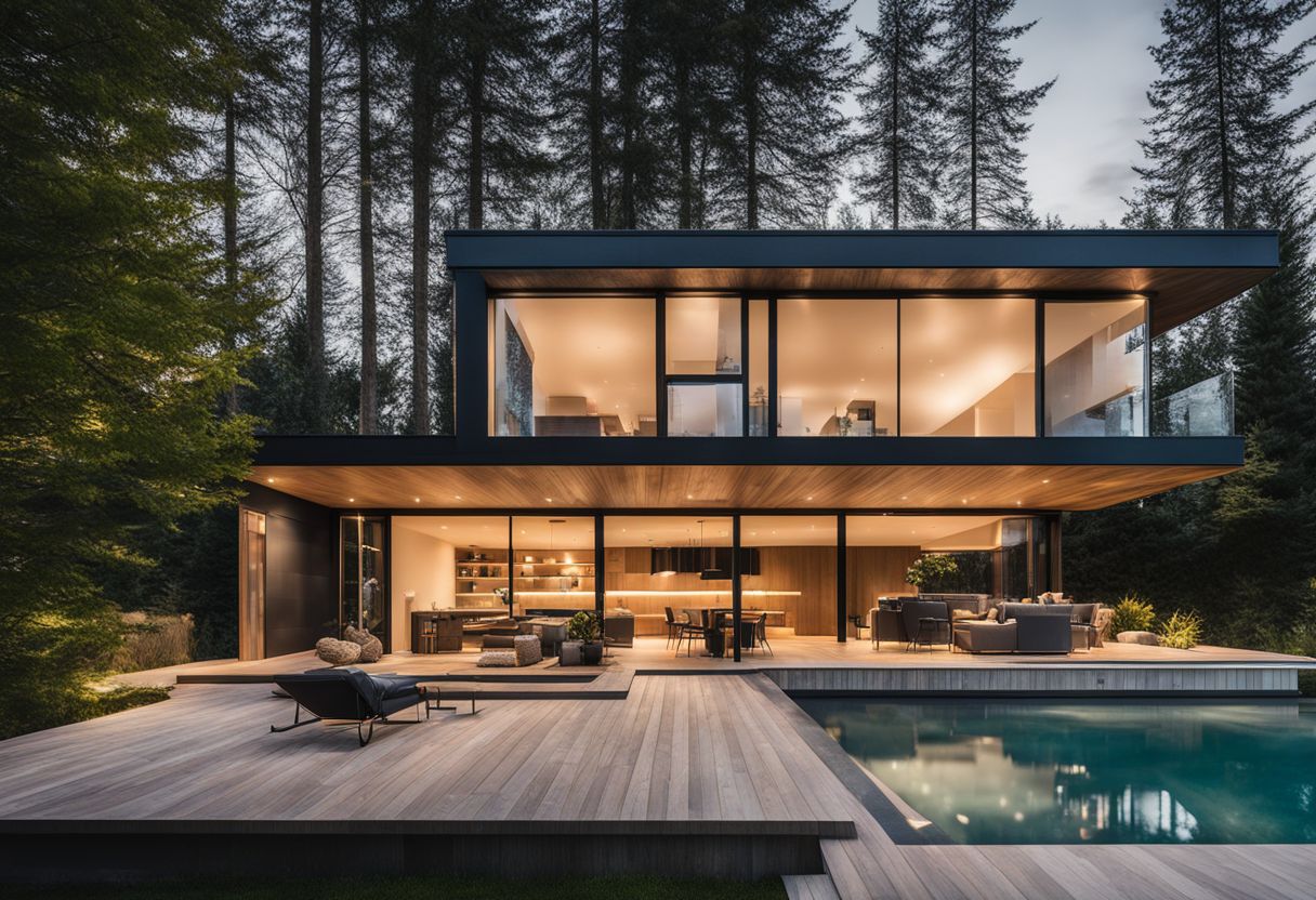 A photo of a modern, well-insulated home in an eco-friendly neighbourhood. A photo of a modern, well-insulated home in an eco-friendly neighbourhood.