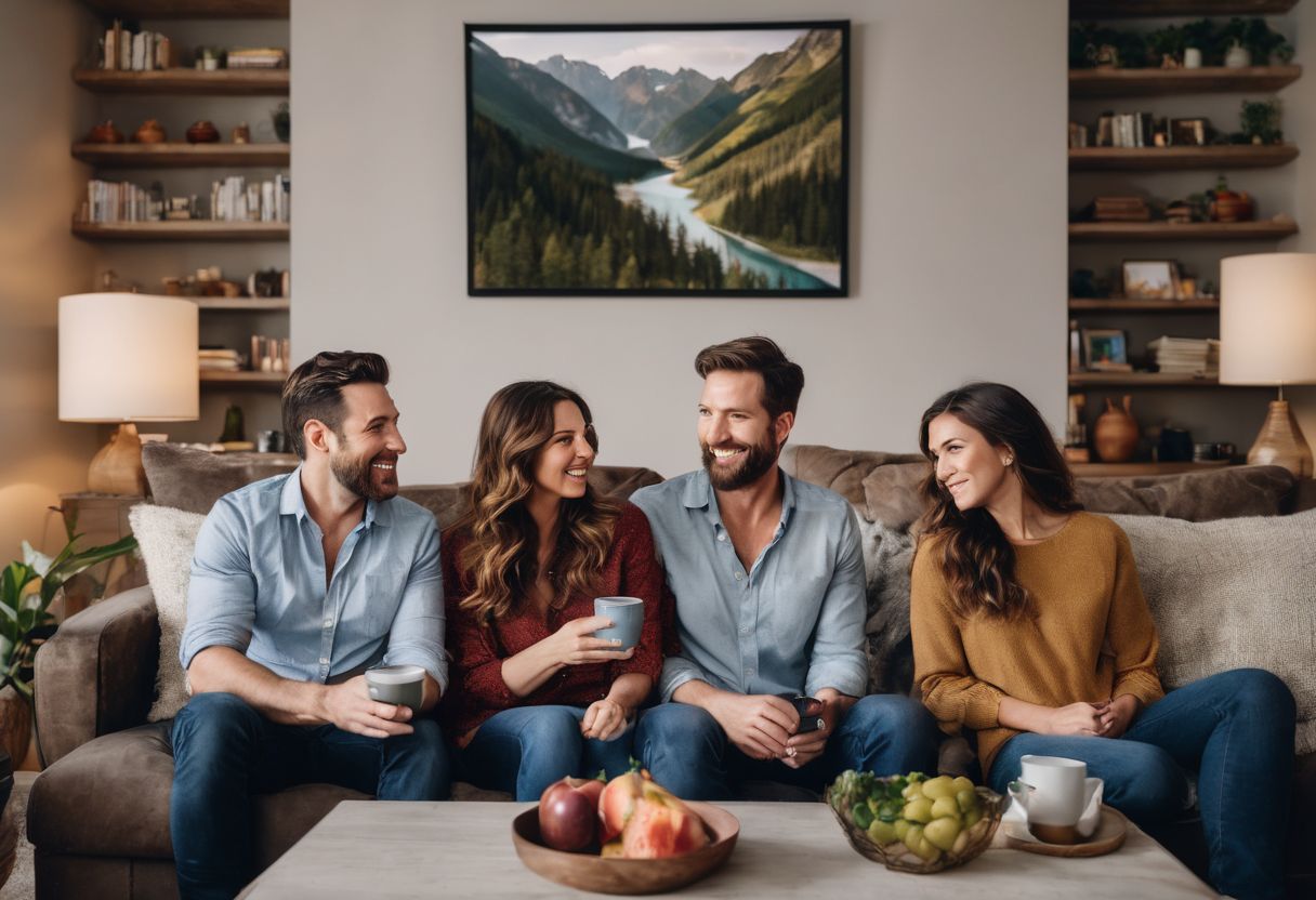 A family enjoying a comfortable moment in a well-maintained living room. A family enjoying a comfortable moment in a well-maintained living room.